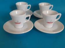 ACF 4x Espressotassen + Untertassen Tulpenform weiß, dickwandig mit Logo