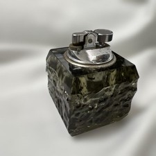 Dunkelgrünes Glas Tischfeuerzeug Flammenmechanismus gebraucht