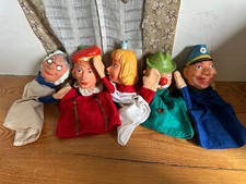 (RB)5025-4961, fünf alte Hand Puppen für Kasperle Theater Spielzeug, Deko