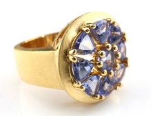 GJ69 * Traumhafter 9x TANSANIT EDELSTEIN RING (17) 7,3 Gr. Trillant , rund 925er