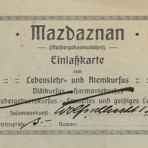 Mazdaznan eintrittskarte - mazdaznan,