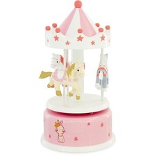 Spieluhr Musik Karussell Pferde Figur Drehelement und Musik Mädchen Kind Pink