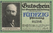 50 Pfennig Notgeld  HEYDEKRUG Gemeinde Memelgebiet Ostpreußen Silute Litauen