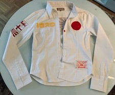 YES!MISS Damen Hemd Gr.XS mit Japanischen Werbe Flicken (hat Flecken)