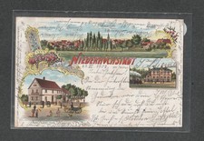 AK Lithographie Niederhöchstadt b.Eschborn Taunus Gasthaus Schwanen Bahnhof 1902