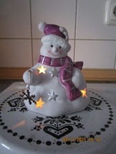 Dekofigur Schneemann mit lila