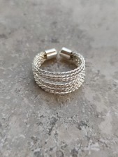 Modischer Ring im Lagenlook Draht-Ring verstellbar silber