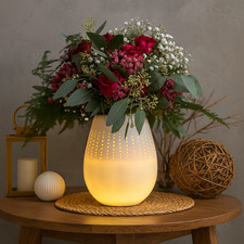 Porzellan Blumenvase mit LED &