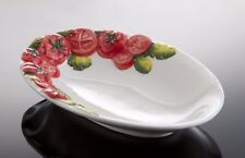 BASSANO ovales Tomaten Servierschälchen 21x15 mit Reliefen italienische Keramik