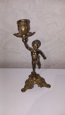 alter 1-Fl.  Kerzenleuchter / Kerzenständer ,  Engel / Amor , Messing ( 10 )