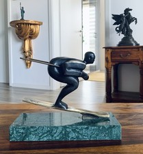 Moderne Bronze Figur Skifahrer