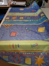 Stoff Gardine Vorhang Store blau bunt 9 m Meterware