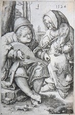 Kupferstich musikanten ehepaar - kupferstich,