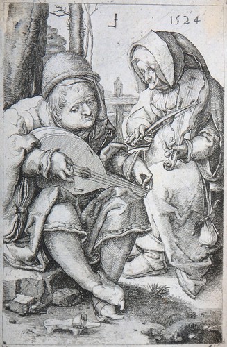 Kupferstich musikanten ehepaar - kupferstich,