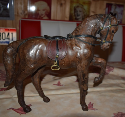 Leder pferd deco figur - leder,