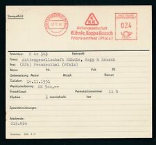 S0245) Francotyp AFS Stammkarte 1951, Frankenthal (Pfalz) Kühnle,Kopp & Kausch
