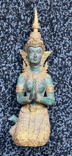 Skulptur Figur Thailand Tempelwächterin Thephanom Gottheit BRONZE VERGOLDET