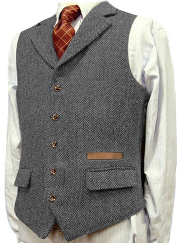 Grau retro herren tweed weste - grau,