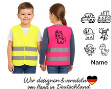 Bedruckte Kinderwarnweste Warnweste f. Kinder mit Druck personalisiert Schulkind