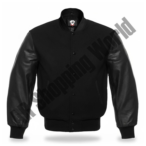 Black varsity letterman - black,