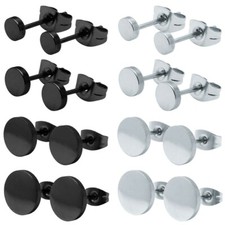 1 Paar Ohrstecker Ohrringe rund Edelstahl schwarz silber