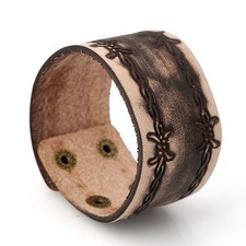 Herrenarmband Kunstleder Biker Armband Braun Breit Branding Surfer Western