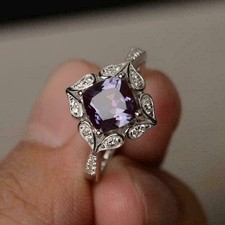2 Kt Kissen Alexandrit Diamant