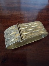 Vintage Armband 70er Jahre goldfarben Mesh breites Damenarmband Retro Schmuck