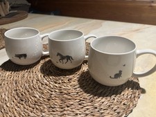 Asa Henkelbecher Tassen Selection Fine Bone Weiß 0,4l Set 3 X Pferd Katze