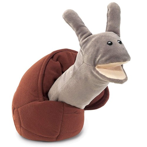 Snail hand puppet brown grey - snail,
