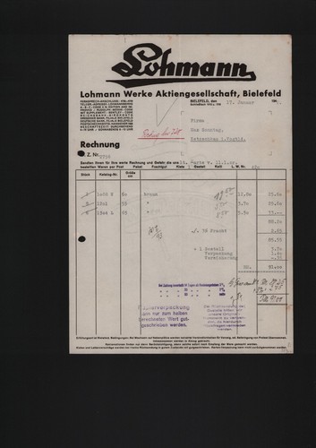 Bielefeld rechnung 1941 - bielefeld,,