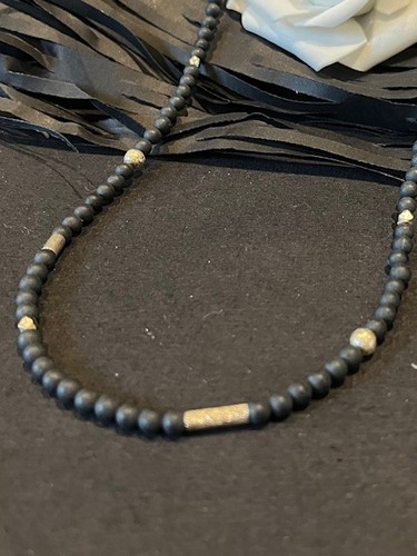 Onyx kette mit - onyx, silberelementen