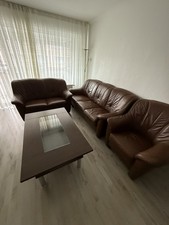 Leder Sofa Braun 3/2 1 Sitzer Couch Garnitur