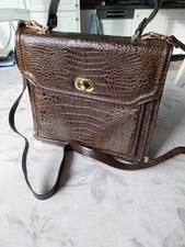Vintage Kroko Handtasche, Braun, Glänzend, mit ..30 cm X 25 cm