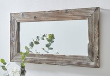 Wand Spiegel Rustikal 66x36 cm mit Natur Holz Rahmen, Antik Retro Vintage Shabby