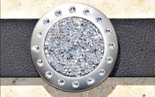 schöner echt echtes Leder Gürtel, Schnalle 6 cm Edelstahl mit Swarovski Elements