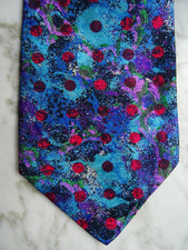 FRANZ SAUER KÖLN Designer Krawatte 100% Seide #UNTERWASSERWELT MIT ROTEN PUNKTEN