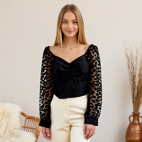 Verspielt glam bluse schwarz - bluse,