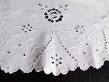 ANTIK LEINEN TISCHDECKE WEISS