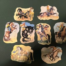 Vintage Glanzbilder AFKH mit Glitzer Cowboy Western Pferd