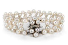 Armband Akoya Perlen + Diamanten Wesselton/si 585 Weißgold [BRORS 14216]