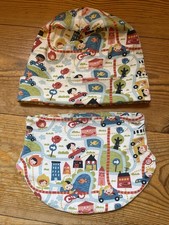 Dawanda Etsy Set LOOP + Mütze Schal Beanie Bunt Kinder Autos Stadt Baumwolle