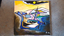 AVANTGARDE    ORIGINAL    ÖLGEMÄLDE   "  KLEINER    HAFEN  3 ",  signiert  В.Ш.