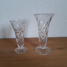 Bleikristall VASEN Schleudersterne Standfuss nicht rund 2 Stück H= 16,5 + 14 cm