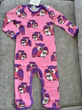 Smafolk Einteiler Spieler Body Suit Strampler für Mädchen 74 neu mit Eulen rosa-