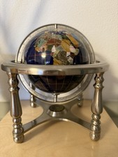 Vintage Edelstein Globus mit Kompass – Stein Inlay Weltkugel – ca. 25 cm