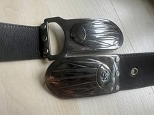 Ledergürtel v. Catharina Gräfin von Lehndorff mit Silberapplikationen, schwarz