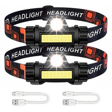 2x Stirnlampe COB LED mit