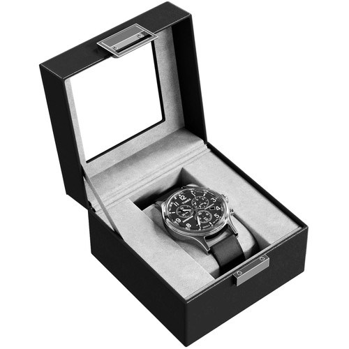 Uhrenbox glasdeckel kunstleder - uhrenbox,
