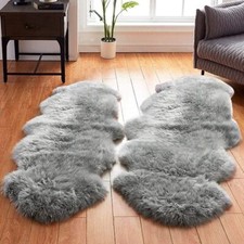 XXL Lammfell 180x60cm Teppich Kunstfell Bettvorleger Schaffell Imitat Doppelfell